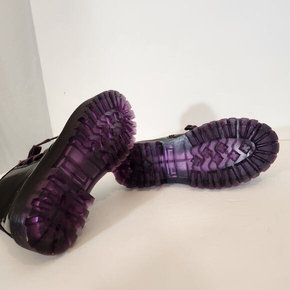 MADDEN GIRL Combat Boot Big Girl 5M Rozzie Black Purple Patent Leather Goth Rare - Picture 11 of 12